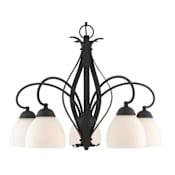 Livex Lighting Brookside Down Lighting 1 Tier Chandelier with 5 Lights Black
