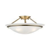 Livex Lighting Newburgh 7 Inch Tall Semi-Flush Ceiling Fixture with 3 Lights Antique Brass