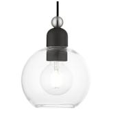 Livex Lighting Downtown 7" Wide Mini Pendant Black / Brushed Nickel Accents