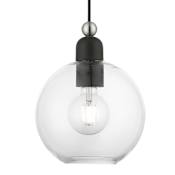Livex Lighting Downtown 8" Wide Mini Pendant Black / Brushed Nickel Accents