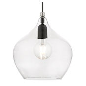 Livex Lighting Aldrich 10" Wide Mini Pendant Black / Brushed Nickel Accent