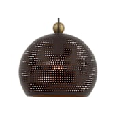 Livex Lighting Dublin Single Light 10" Wide Mini Pendant Bronze with Antique Brass Accents