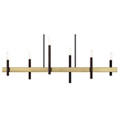 Livex Lighting Denmark 6 Light 40" Wide Abstract Linear Chandelier Bronze with Antique Brass Accents