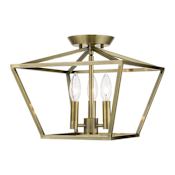 Livex Lighting Devonshire 3 Light 13" Wide Flush Mount Ceiling Fixture Antique Brass