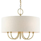 Livex Lighting Blossom 5 Light 22" Wide Drum Chandelier Antique Brass