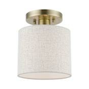 Livex Lighting Blossom 7" Wide Flush Mount Drum Ceiling Fixture Antique Brass