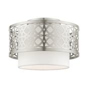 Livex Lighting Calinda 12" Wide Semi-Flush Drum Ceiling Fixture Brushed Nickel