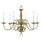 Livex Lighting Williamsburgh 6 Light 24" Wide Taper Candle Chandelier Antique Brass
