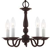 Livex Lighting Williamsburg Convertible 5 Light Single Tier Chandelier / Semi Flush Ceiling Mount Bronze
