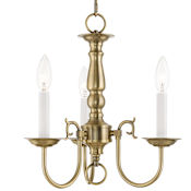 Livex Lighting Williamsburg 3 Light 1 Tier Chandelier Antique Brass