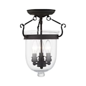 Livex Lighting Jefferson 3 Light Semi-Flush Ceiling Fixture Black