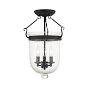 Livex Lighting Jefferson 3 Light Semi-Flush Ceiling Fixture Black