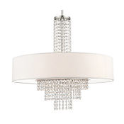 Livex Lighting Carlisle 5 Light 25" Wide Chandelier with Hand Crafted Fabric Shade and Crystal Strands Brushed Nickel