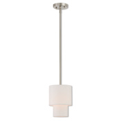 Livex Lighting Claremont Single Light 7" Wide Pendant with Fabric Shade Brushed Nickel