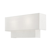 Livex Lighting Claremont 2 Light 8" Tall Wall Sconce with Fabric Shade - ADA Compliant Brushed Nickel