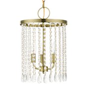 Livex Lighting Elizabeth 3 Light 11" Wide Crystal Pendant Antique Brass
