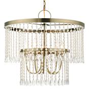 Livex Lighting Elizabeth 5 Light 24" Wide Crystal Drum Chandelier Antique Brass