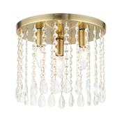 Livex Lighting Elizabeth 3 Light 11" Wide Flush Mount Ceiling Fixture Antique Brass