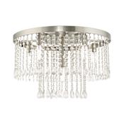 Livex Lighting Elizabeth 6 Light 22" Wide Flush Mount Waterfall Ceiling Fixture Brushed Nickel