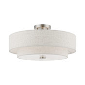 Livex Lighting Meridian 4 Light 18" Wide Flush Mount Drum Ceiling Fixture Brushed Nickel