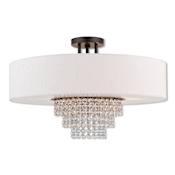 Livex Lighting Carlisle 5 Light 22" Wide Semi-Flush Drum Ceiling Fixture with Outer Hardback and Inner Fabric Shade English Bronze