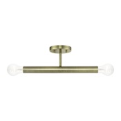 Livex Lighting Copenhagen 2 Light 17" Wide Semi-Flush Ceiling Fixture - Medium Base Antique Brass