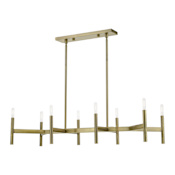 Livex Lighting Copenhagen 8 Light 40" Wide Linear Chandelier Antique Brass