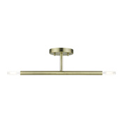Livex Lighting Copenhagen 2 Light 17" Wide Semi-Flush Ceiling Fixture - Candelabra Base Antique Brass