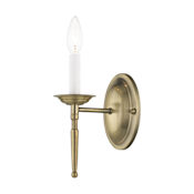 Livex Lighting 1 Light 60 Watt 4.25" Wide Wallchiere Sconce from the Williamsburg Collection Antique Brass