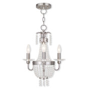Livex Lighting Valentina Convertible 3 Light 1 Tier Chandelier / Semi Flush Ceiling Fixture Brushed Nickel