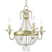 Livex Lighting Valentina Convertible 4 Light 1 Tier Chandelier / Semi Flush Ceiling Fixture Hand Applied Winter Gold