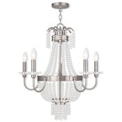 Livex Lighting Valentina 5 Light 1 Tier Chandelier Brushed Nickel