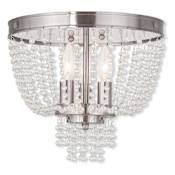 Livex Lighting Valentina 3 Light Flush Mount Ceiling Fixture Brushed Nickel