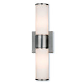 Livex Lighting Weston 2 Light Bath Bar with Hand-Blown Glass Shade Brushed Nickel