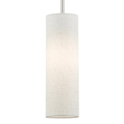 Livex Lighting Meridian 1 Light Mini Pendant with Hand Crafted Fabric Shade Brushed Nickel
