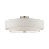 Livex Lighting Meridian 5 Light 22" Wide Flush Mount Drum Ceiling Fixture Brushed Nickel