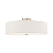 Livex Lighting Meridian 5 Light 22" Wide Semi-Flush Drum Ceiling Fixture Brushed Nickel