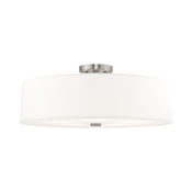 Livex Lighting Meridian 5 Light 22" Wide Semi-Flush Drum Ceiling Fixture Brushed Nickel