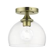 Livex Lighting Glendon 8" Wide Semi-Flush Ceiling Fixture Antique Brass