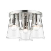 Livex Lighting Bennington 3 Light 5" Wide Flush Mount Ceiling Fixture Brushed Nickel