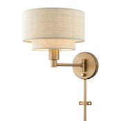 Livex Lighting Bellingham 11" Tall Hardwired or Plug-In Wall Sconce Antique Gold Leaf