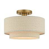 Livex Lighting Bellingham 13" Wide Semi-Flush Drum Ceiling Fixture Antique Gold Leaf