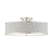 Livex Lighting Park Ridge 3 Light 18" Wide Semi-Flush Drum Ceiling Fixture Brushed Nickel
