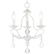 Livex Lighting Chesterfield 3 Light 1 Tier Chandelier with Crystal Accents Antique White