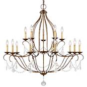 Livex Lighting Chesterfield 15 Light 2 Tier Chandelier with Crystal Accents Venetian Golden Bronze