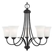 Livex Lighting Ridgedale 22 Inch Tall Up Lighting 1 Tier Chandelier with 5 Lights Black