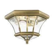 Livex Lighting Monterey/Georgetown 3 Light Flush Mount Ceiling Fixture Antique Brass