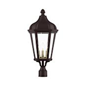 Livex Lighting Morgan 3 Light 25" Tall Post Light Bronze / Antique Gold Finish Cluster
