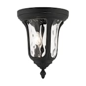 Livex Lighting Oxford 2 Light 11" Wide Outdoor Flush Mount Ceiling Fixture Textured Black