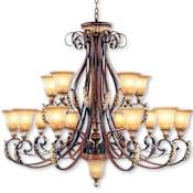 Livex Lighting Villa Verona 15 Light 2 Tier Chandelier Verona Bronze with Aged Gold Leaf Accents